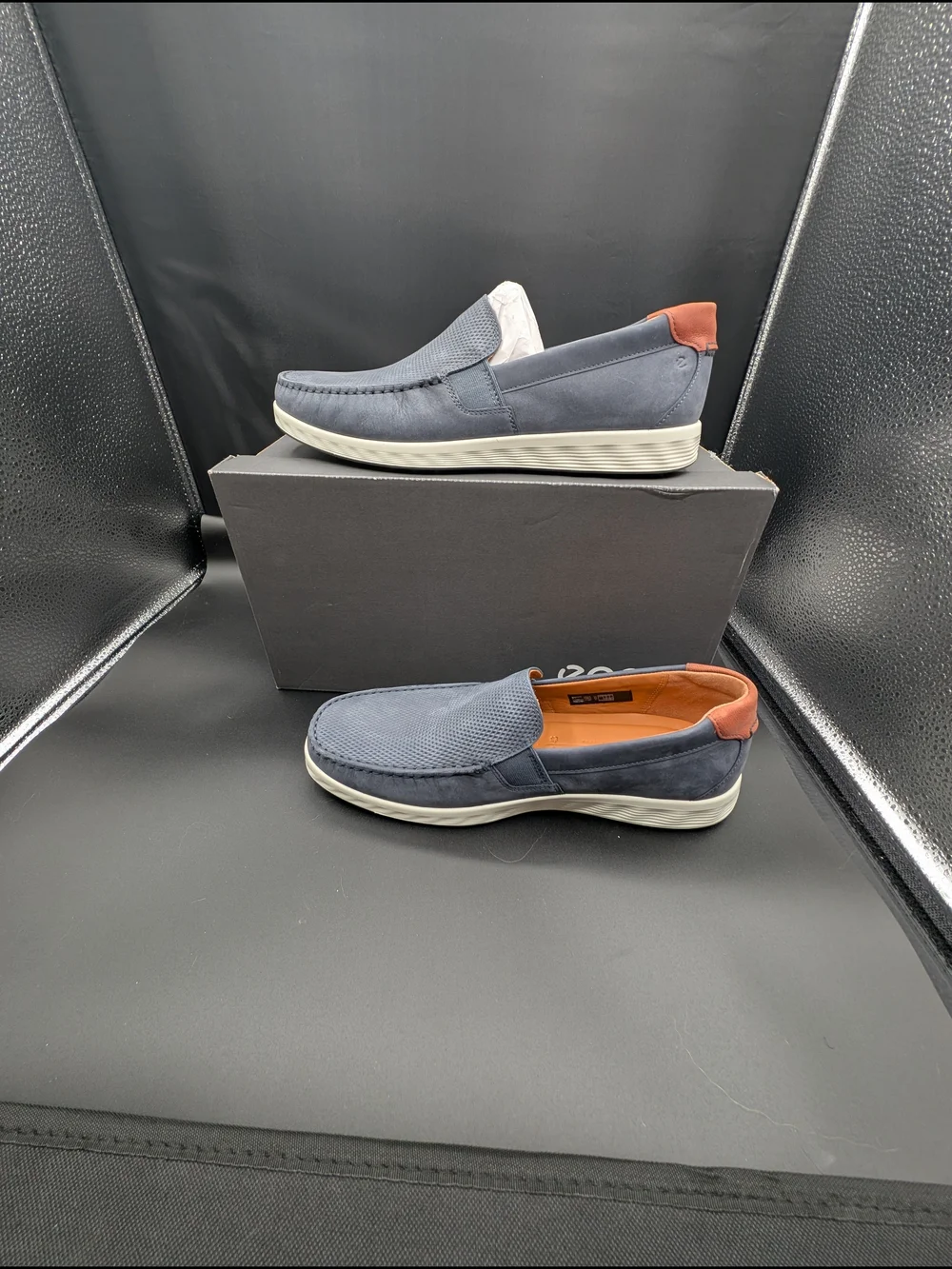 Ecco Men's Navy and Brown Slip-On Loafers